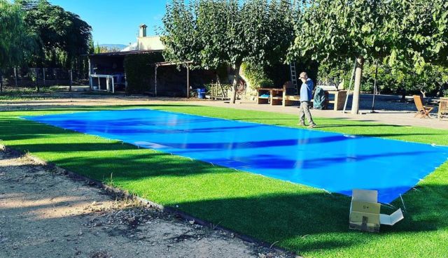 Toldo montado riudoms💦💦 llega el invierno y vamos invernando piscinas para no tener que poner bombas en marcha y ahorrar electricidad 💦💦